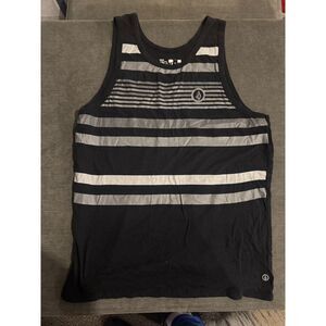 Volcom Black Gray Striped Tank Top Men’s Size XXL